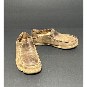 OluKai Moloa Mens 8 Shoes Brown Leather Slip On Casual Slipper Convert loafers